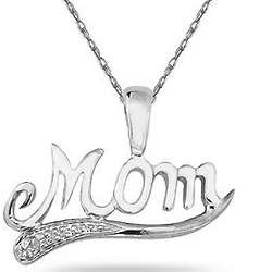 Diamond Mom Pendant in 10K White Gold