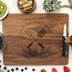 King of the Grill Laser Engraved Personalized Cutting Board