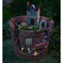 Lighted Flower Pot with Fairy Decorations