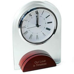 Glass Alarm Clock with Wood Base