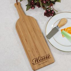 Engraved Bless Our Home Wine Bottle Cheese Board