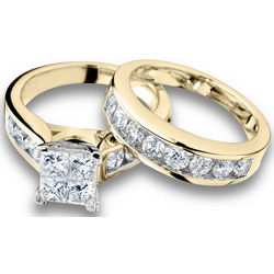 1/2 CTW Princess Cut Diamond Engagement Ring and Wedding Band