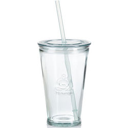 Recycled Glass Iced Tea Tumbler with Straw