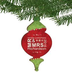 Mr. and Mrs. Personalized Vintage Christmas Ornament