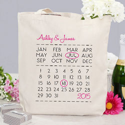 Personalized Wedding Date Tote Bag