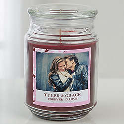 Sweethearts Personalized Photo Scented Glass Candle Jar