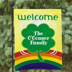 Lucky Four Leaf Clover Personalized Garden Flag