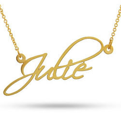 Personalized Name in Fancy Script Gold Vermeil Necklace
