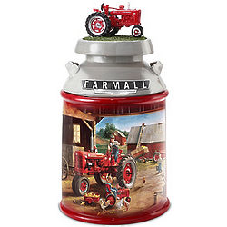 Farmall Tractor Cookie Jar with Sculpted Model M Tractor