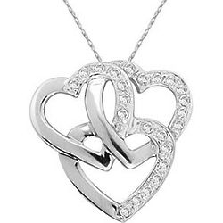 1/3 Carat Triple Heart Diamond Necklace in 10K White Gold