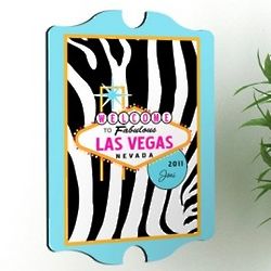 Personalized Blue Zebra Gal's Las Vegas Vintage Sign