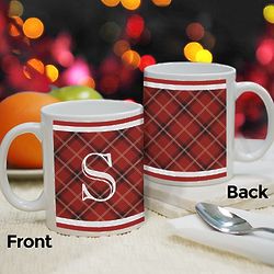 Personalized Initial Plaid Christmas Coffee Mug