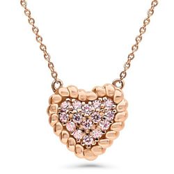 Rose Gold Flashed Heart Cable Stud Pendant with Swarovski