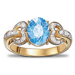 Heart To Heart Blue Topaz and Diamond Ring