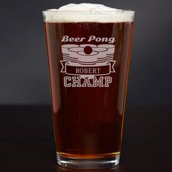 Beer Pong Champ Personalized Glass