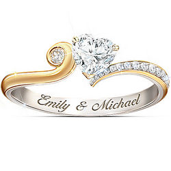 Personalized You Make My Heart Smile Diamonesk Heart Ring
