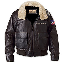 American Pride Men's Brown Leather Aviator Jacket