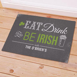 Personalized Eat, Drink, and Be Irish Doormat