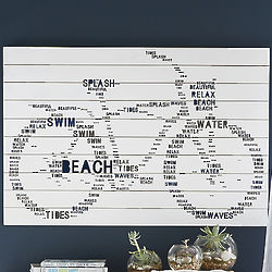 Bicycle Shaped Beach Themed Word Wall Art