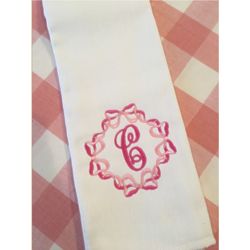Embroidered Initial Burp Cloth with Bows