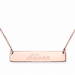 Personalized Congratulations Graduate Rose Gold Name Bar Necklace