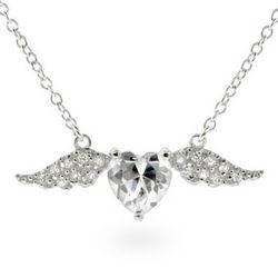 Pave Cubic Zirconia Wings of Desire Sterling Silver Pendant