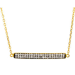 Designer Inspired Gold-Plated and Black CZ Bar Necklace