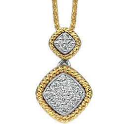14K Two Tone Gold Milgrain Rope Prong Diamond Necklace