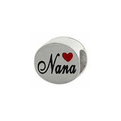 Nana with Red Heart Sterling Silver European Charm Bead