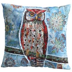 Blue Great Horned Owl Pillow