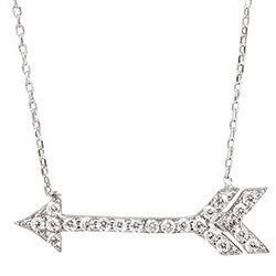 Designer Inspired Sterling Silver and CZ Arrow Necklace