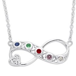 Sterling Silver Crystal Family Eternity Birthstone Necklace