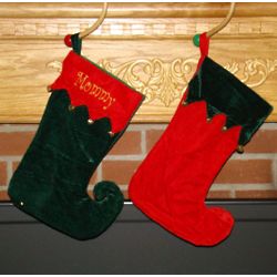 Velvet Elf Curled Toe Personalized Christmas Stocking