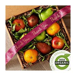 Organic Fruit Box with Thank You Ribbon