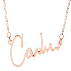 Personalized Signature Rose Gold Nameplate Necklace