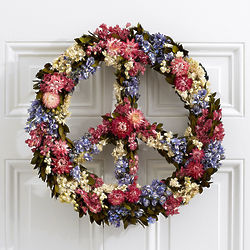 16" Floral Peace Sign Wreath