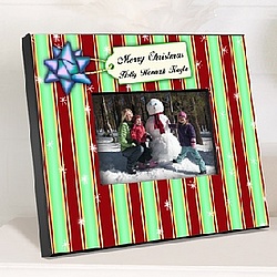 Personalized Stripes Christmas Picture Frame