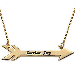Personalized Arrow Necklace in 18k Gold Plating