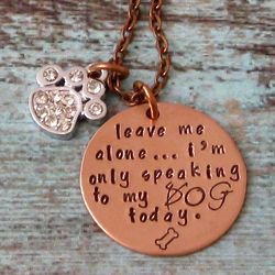Humorous Dog Mom Hand-Stamped Copper Necklace