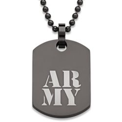 Army Black Stainless Steel Dog Tag with Ball Chain
