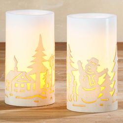 2 LED 5.5" Pillar Candles with Holiday Trim
