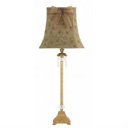 Gold Crystal Dangle Lamp with Khaki Sequin Embroidery Shade