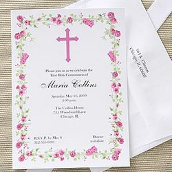 Floral Blessing First Communion Invitations