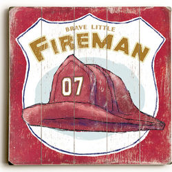 Brave Little Fireman 18" Vintage Sign
