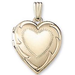 Milgrain Carved Signet Heart 14K Yellow Gold Locket