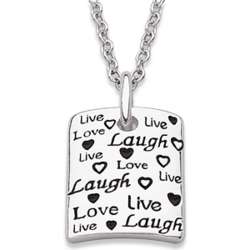 Sterling Silver Live Love Laugh Pendant
