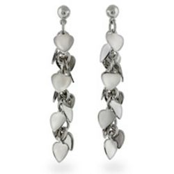 Sterling Silver Heart Cluster Dangle Earrings