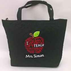 Personalized Teacher Tote with Apple Typography