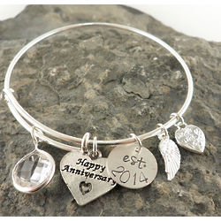 Happy Anniversary Personalized Hand Stamped Bracelet