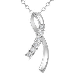 Ribbon Knot Diamond Pendant in .925 Sterling Silver